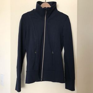 Navy blue zip up track jacket from Lulu Lemon